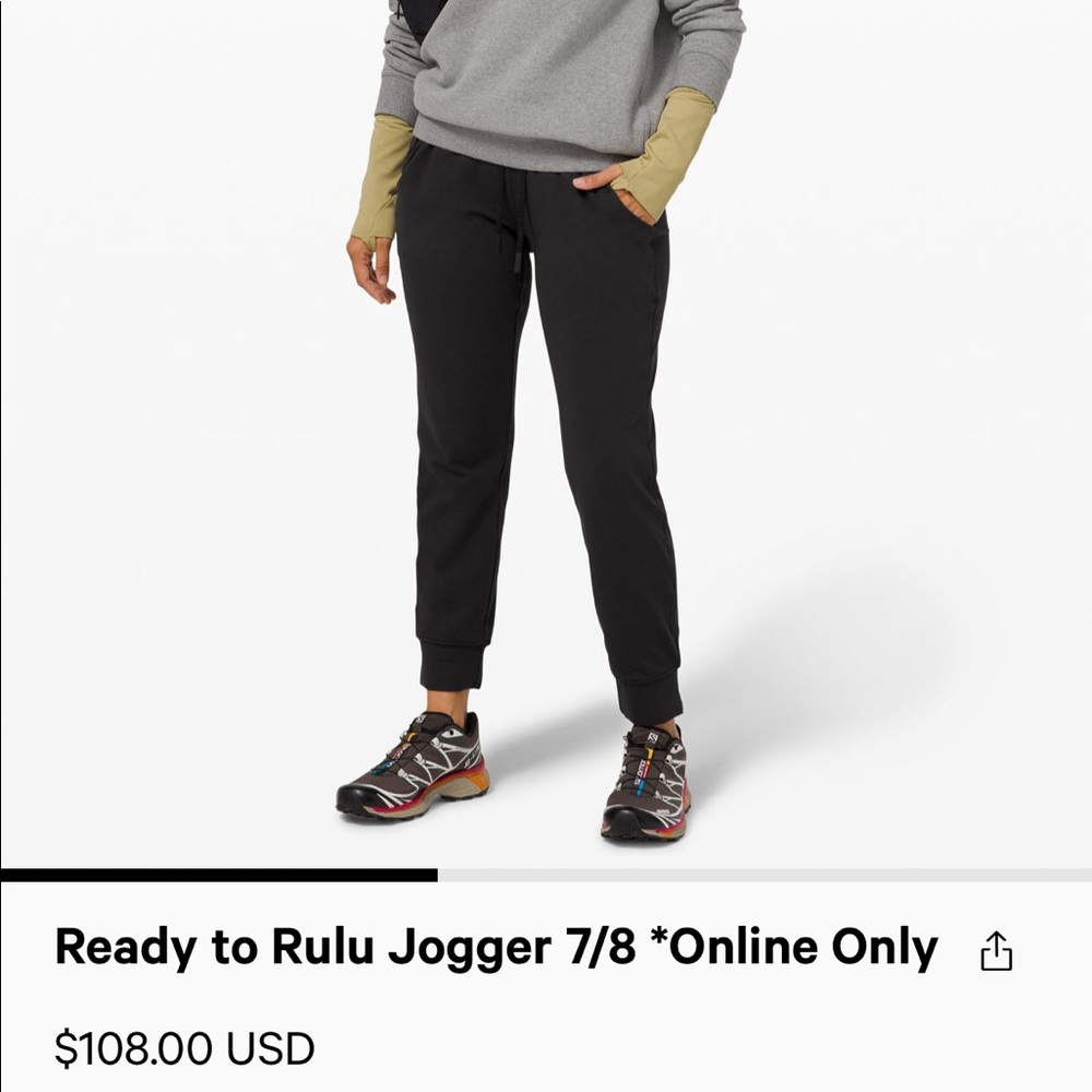 Lululemon Black Ready to Rulu 7/8 Jogger - Size 12